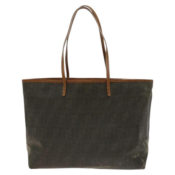 FENDI Zucca Canvas Tote Bag Coated Canvas Brown Khaki - Picture 3 of 12